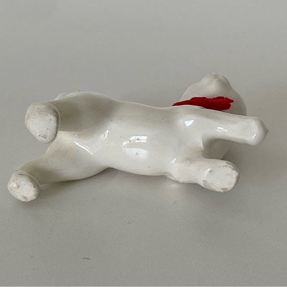 Vintage Ceramic White Cat Christmas Ornament 2.5” Red Bow Kitty Pets - Picture 13 of 13
